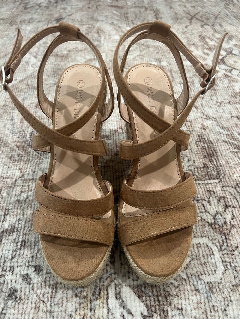 Wild Diva Tan Crisscross Espadrille Wedge Sandals